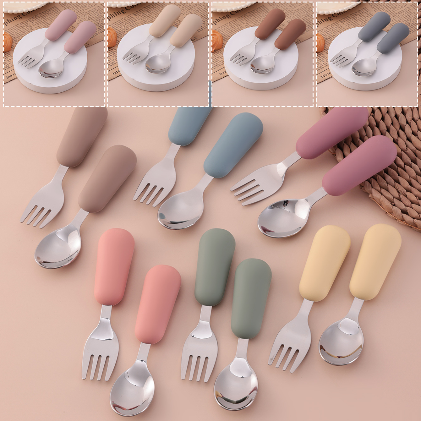Baby Food Utensils - Renk Çocuklar 2 ADET Paslanmaz Çelik
