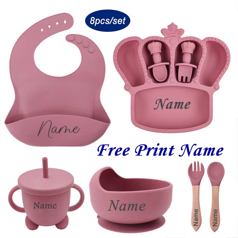 Baby Food Utensils - Kişiselleştirilmiş adı bebek besleme plakası yemekleri
