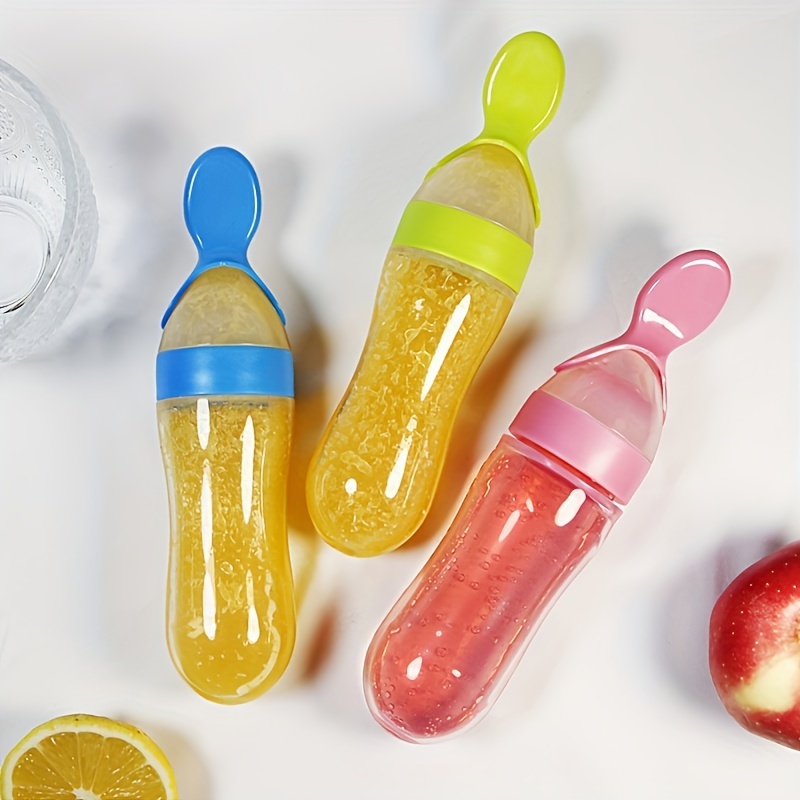 Baby Food Utensils - Kaşıklı Bebek Besleme Silikon Şişesi, 3oz