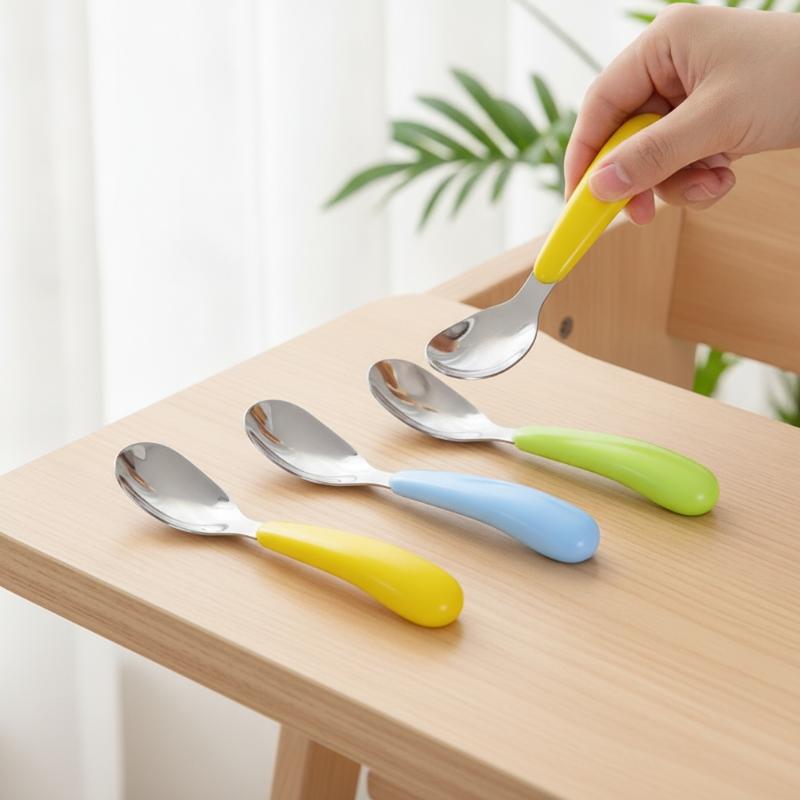 Baby Food Weaning - Yaratıcı Paslanmaz Çelik Bebek Mama Kaşığı,