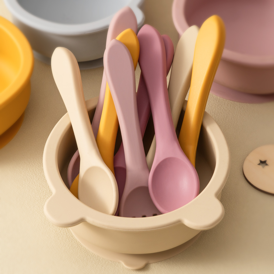 Baby Food Utensils Set - 2 adet/takım silikon bebek eşyaları gıda