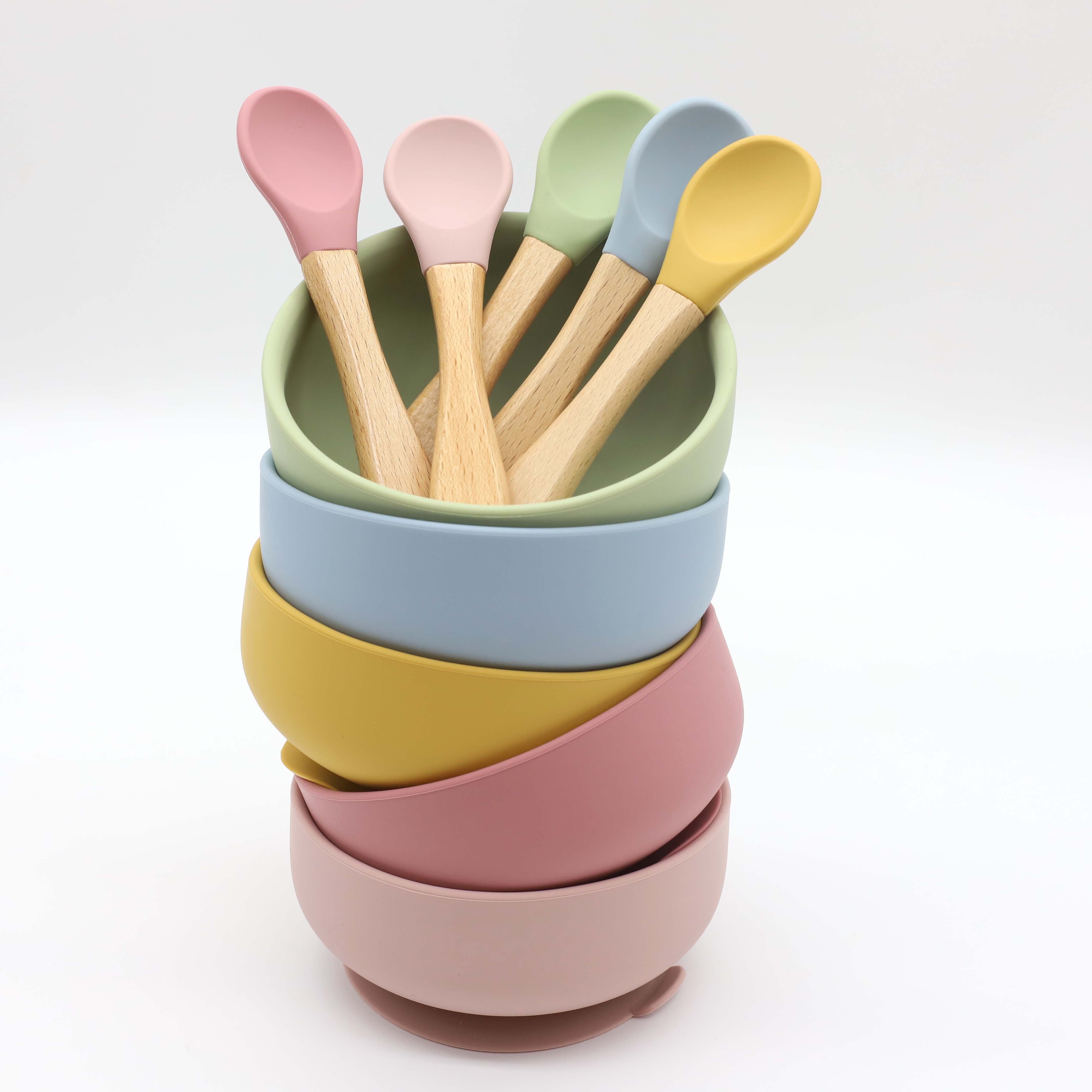 Vakumlu silikon kase, ahşap sa - Baby Food Utensils Set incelemesi ve fiyatı